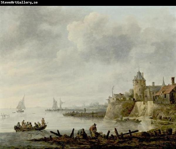 Jan van  Goyen River Scene with a Fortified Shore